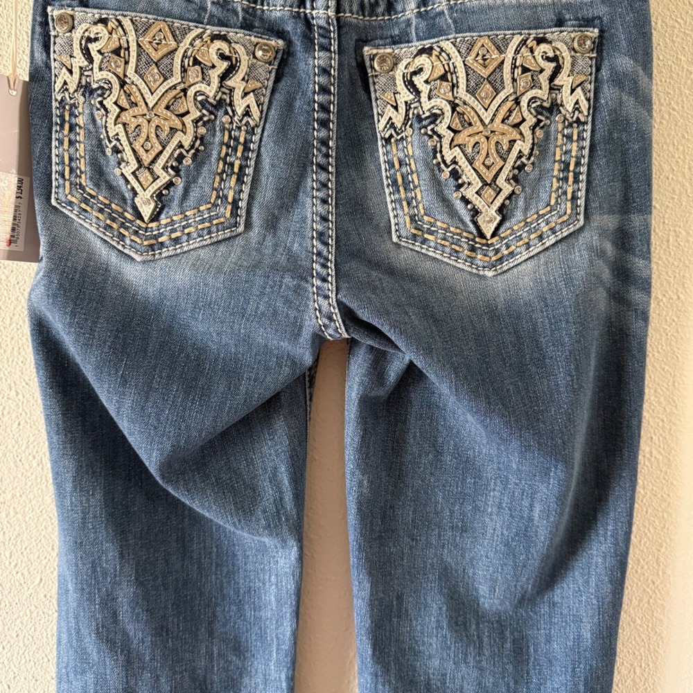 Miss Me Women Mid Rise Retro Bootcut Jeans Slim Fit Blue Western Denim 26x32 NEW - Picture 4 of 7